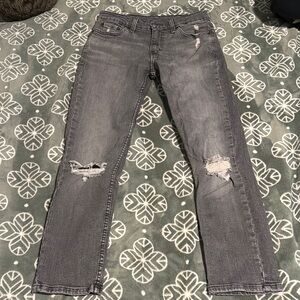 Distressed Gray Denim Jeans